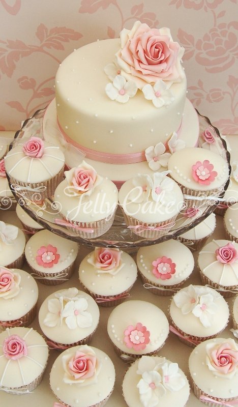 Pink Wedding Cakes and Cupcakes