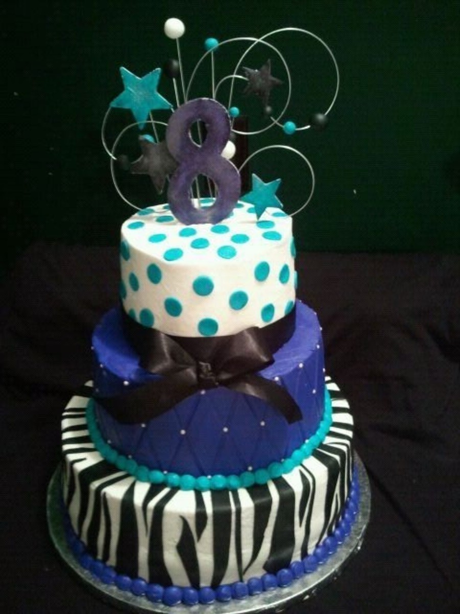 Purple and Teal Birthday Cake