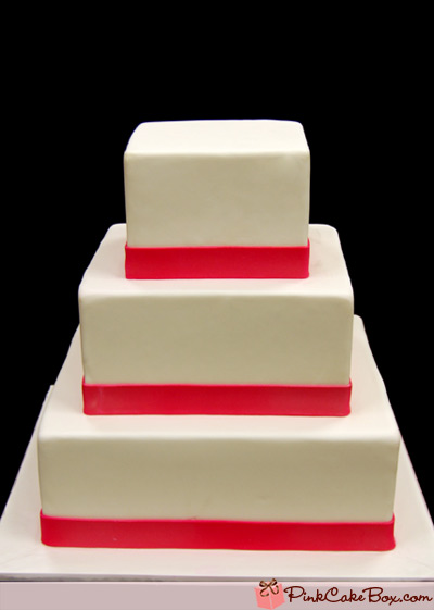Square Wedding Cake White Pink