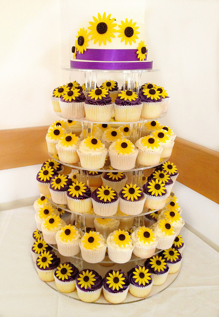 Sunflower Wedding Cupcake Tower