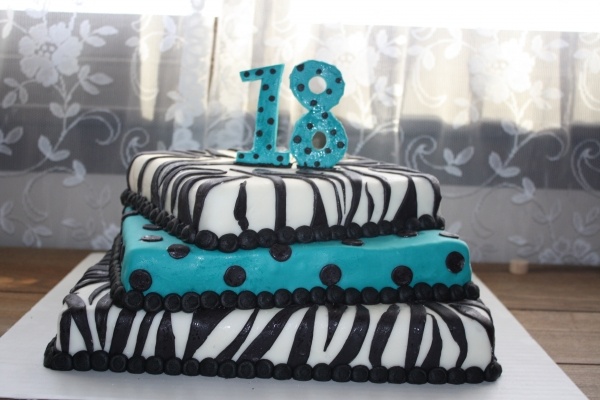 Teal and Black Zebra Cake