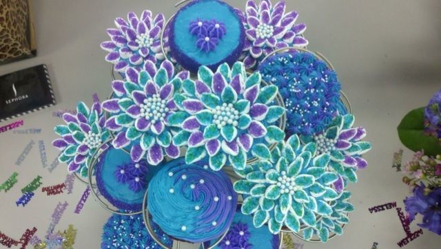 Teal and Purple Birthday Cupcakes Teal and Purple Birthday Cupcakes