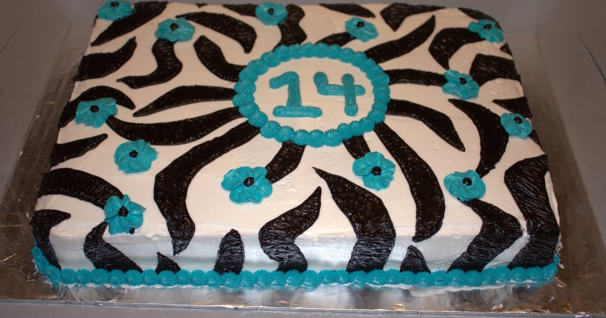 Teal and Zebra Birthday Cake