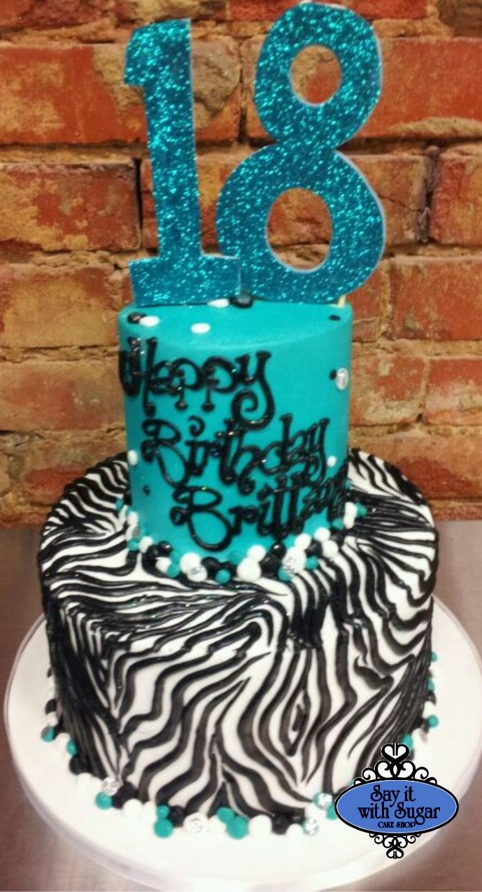 Teal Zebra Cake