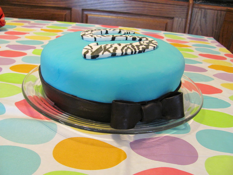 Teal Zebra Print Cake