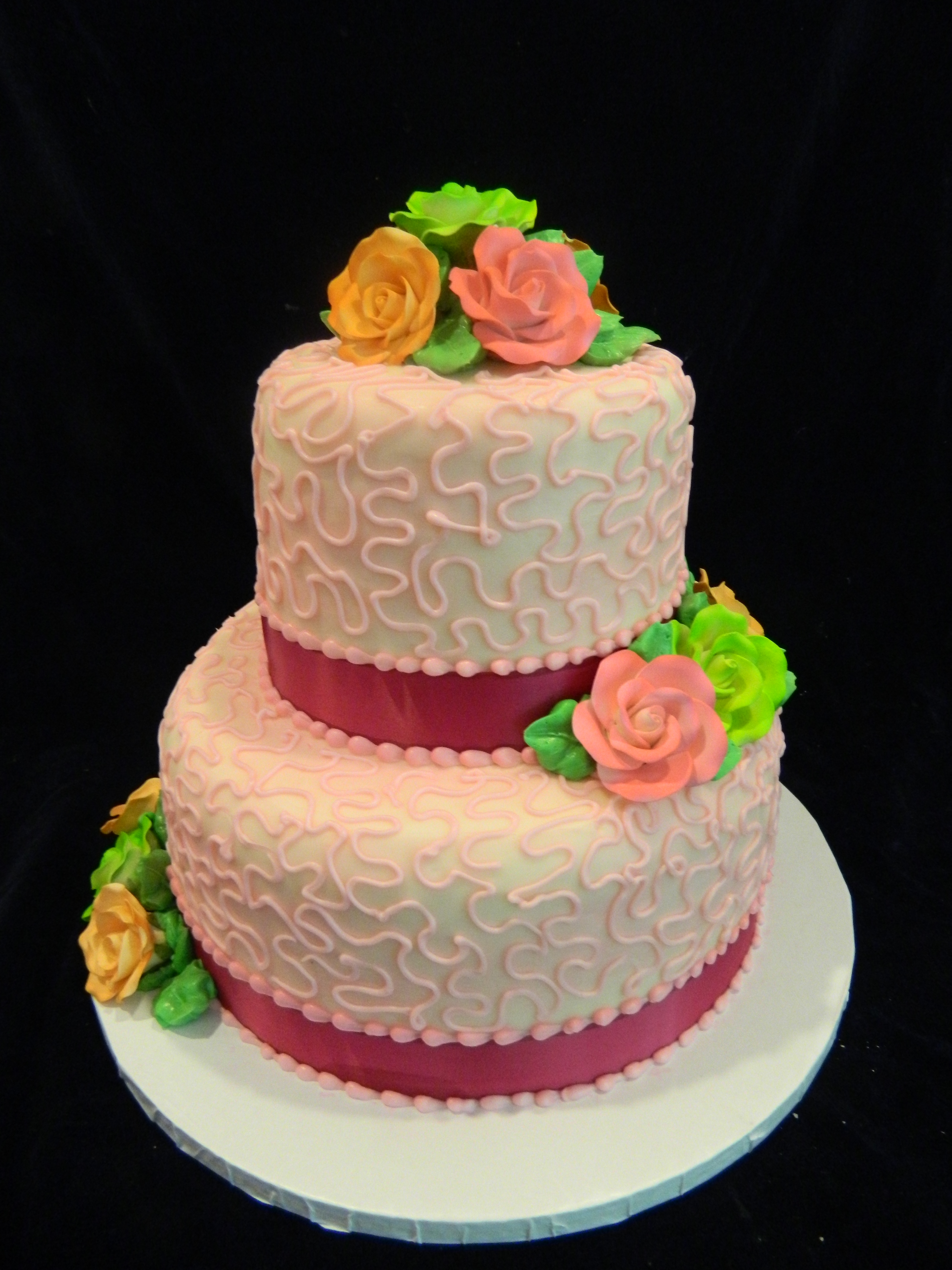 Two Tier Wedding Cakes with Roses