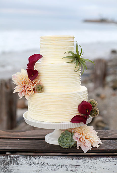 White Wedding Cake with Calla Lilies