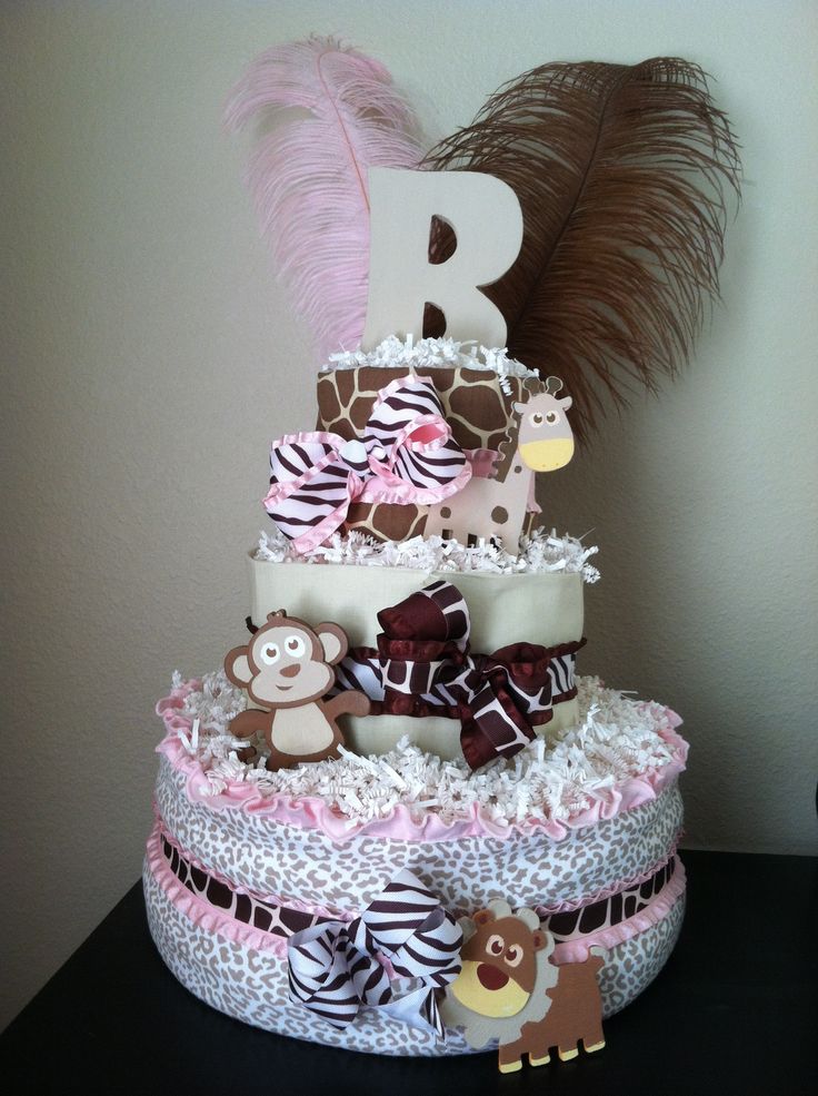 Animal Print Diaper Cake