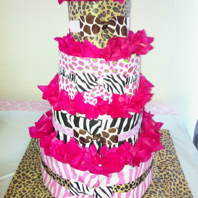 Animal Print Diaper Cake