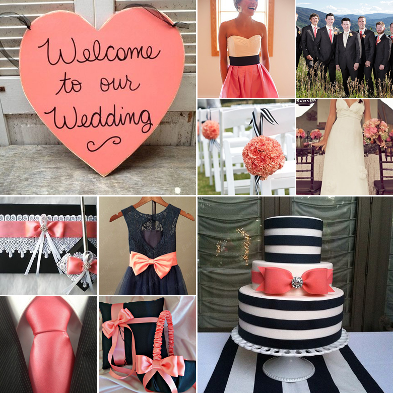 Black and Coral Wedding