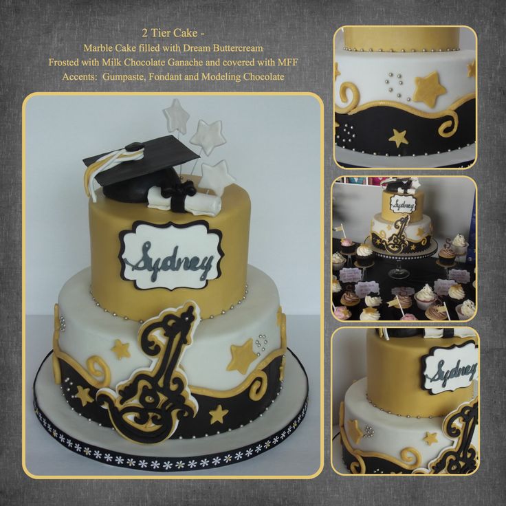 Black and Gold Graduation Cake Black and Gold Graduation Cake