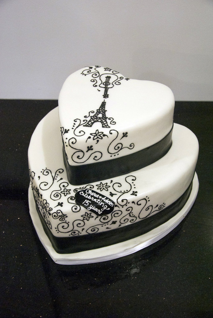 Black and White Heart Cake