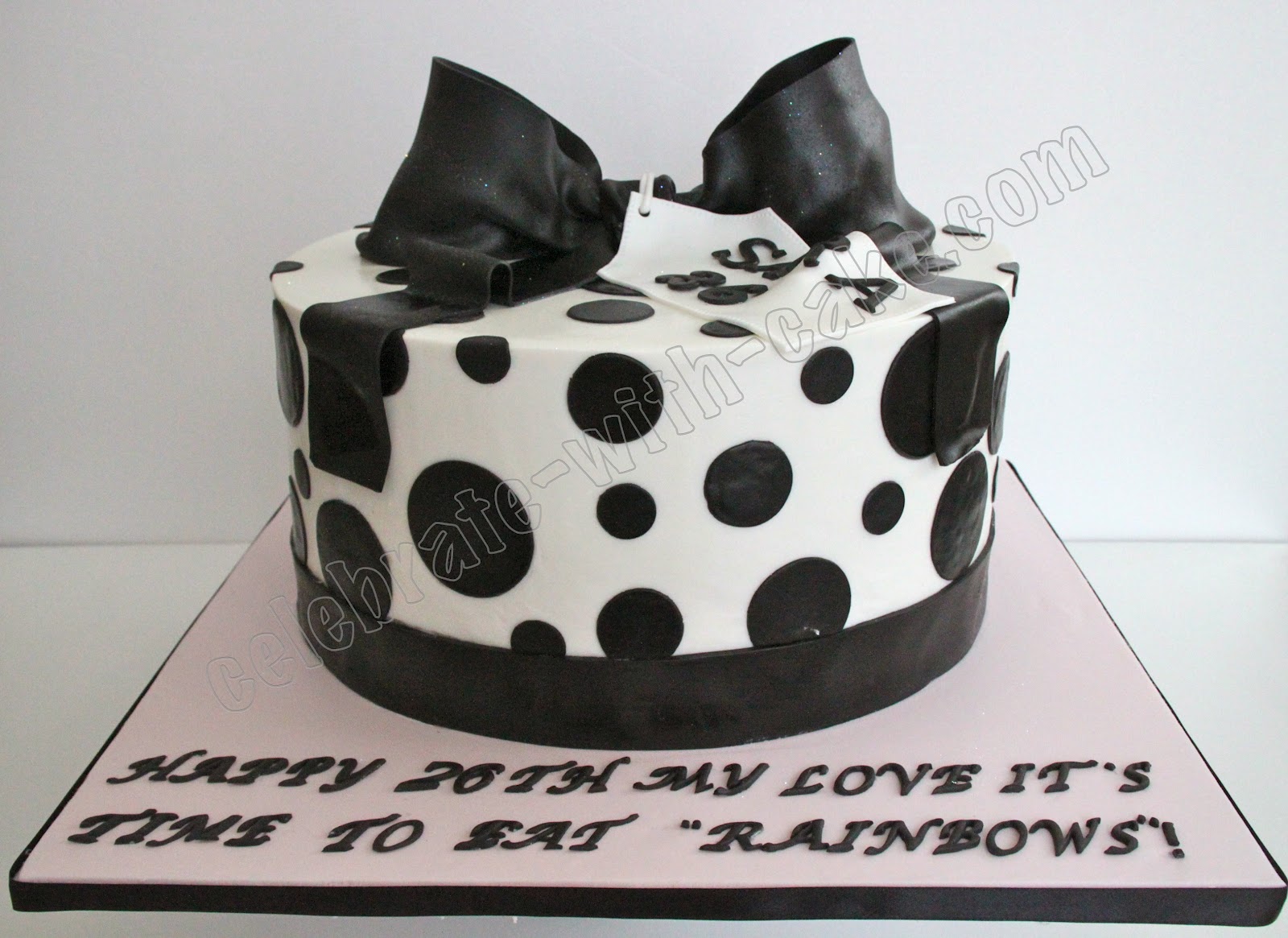 Black and White Polka Dot Birthday Cake