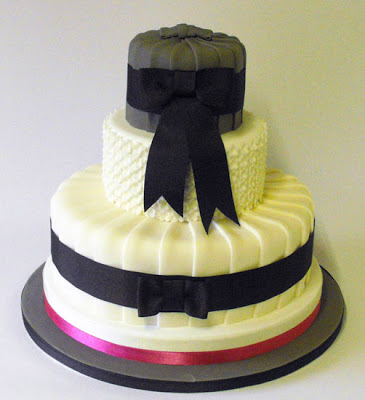 Black Wedding Cake with Ribbon