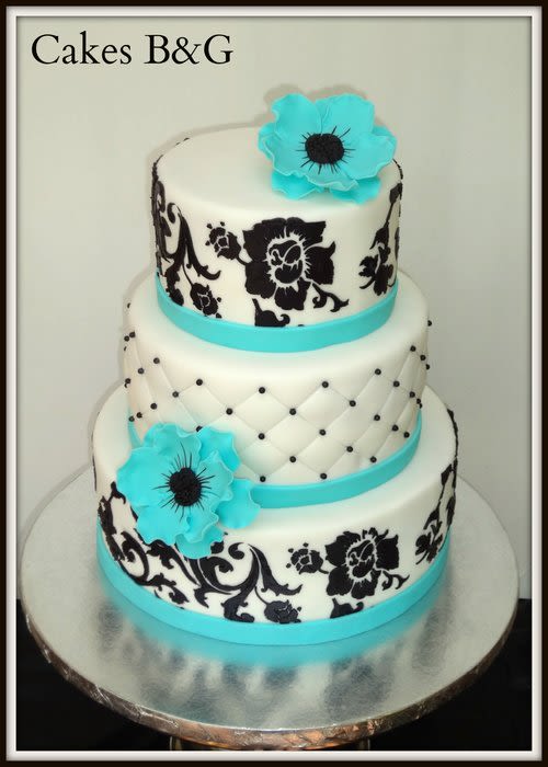 Black White and Turquoise Cake Black White and Turquoise Cake