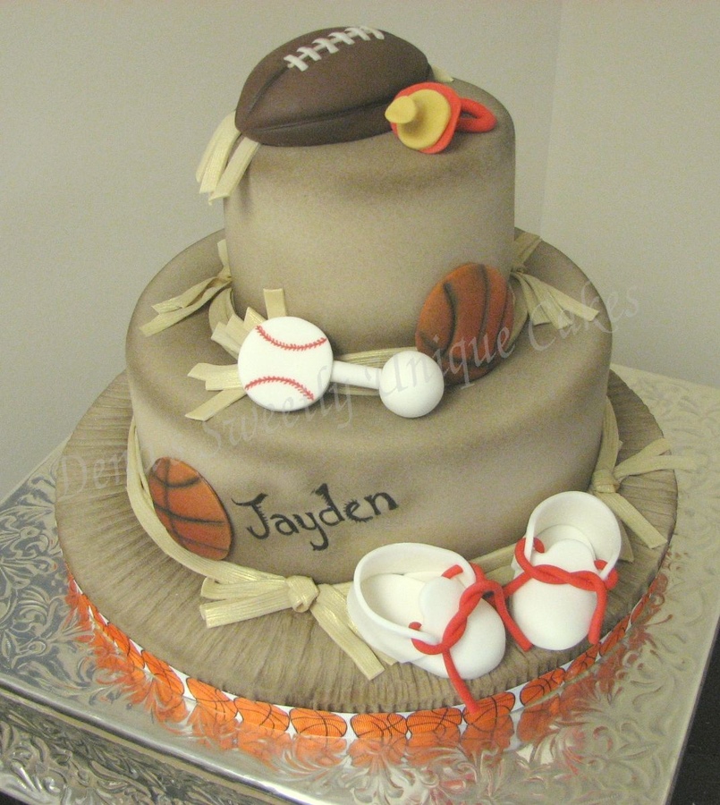 Boy Sports Theme Baby Shower Cake Boy Sports Theme Baby Shower Cake