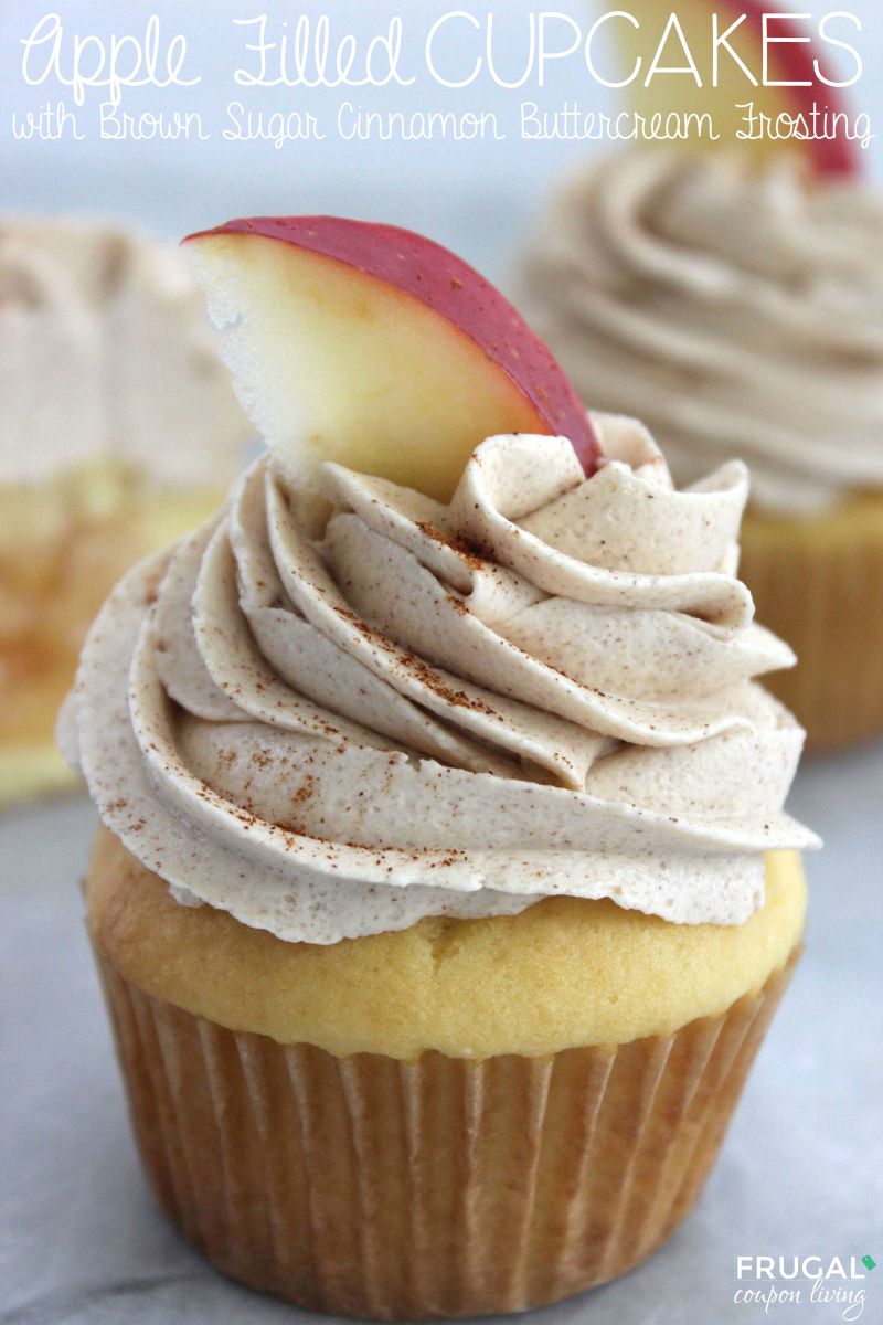 Brown Sugar Cinnamon Apple Filled Cupcakes with Buttercream Frosting