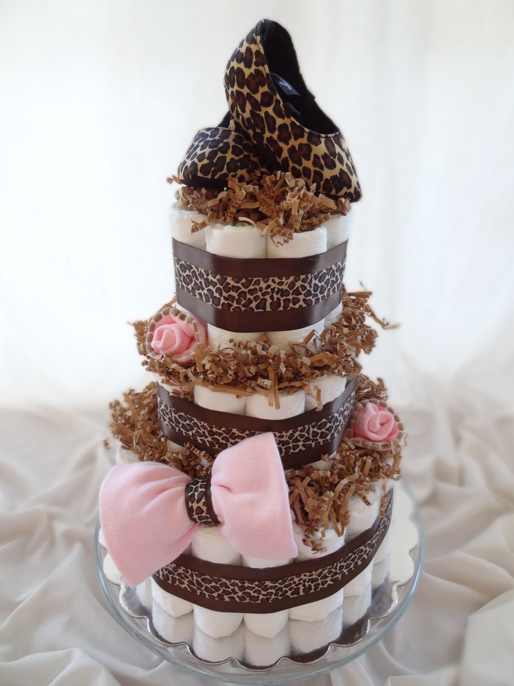 Cheetah Print Diaper Cake