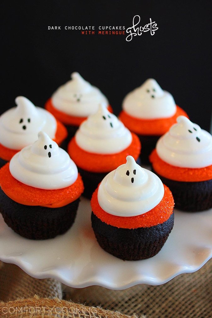 Chocolate Cupcakes with Meringue Ghosts