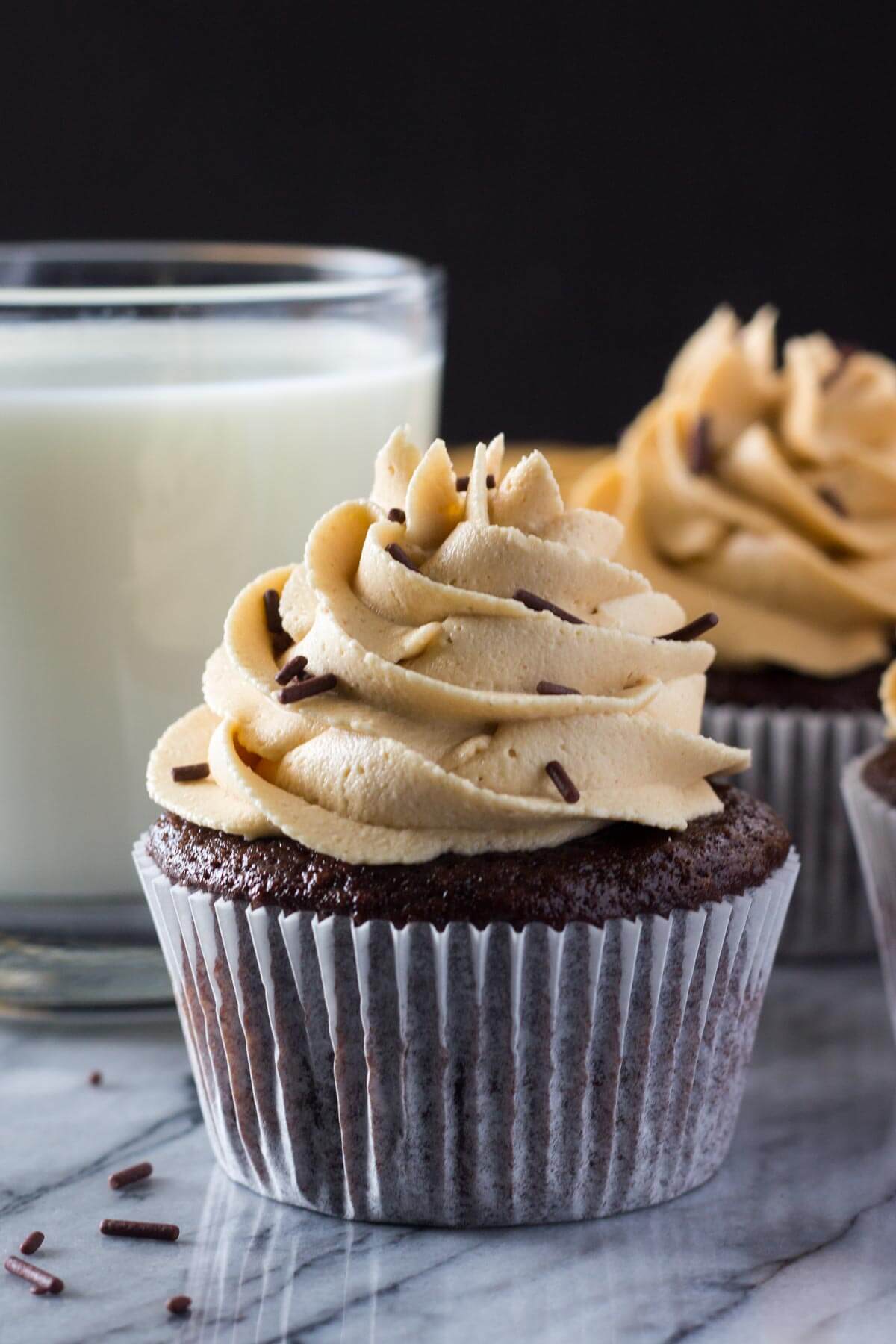 Chocolate Cupcakes with Peanut Butter Frosting