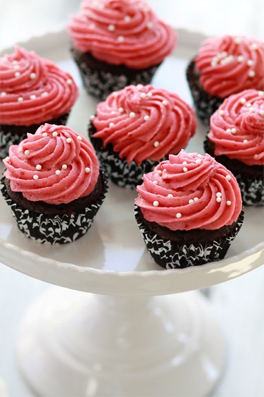 Chocolate Cupcakes with Raspberry Buttercream