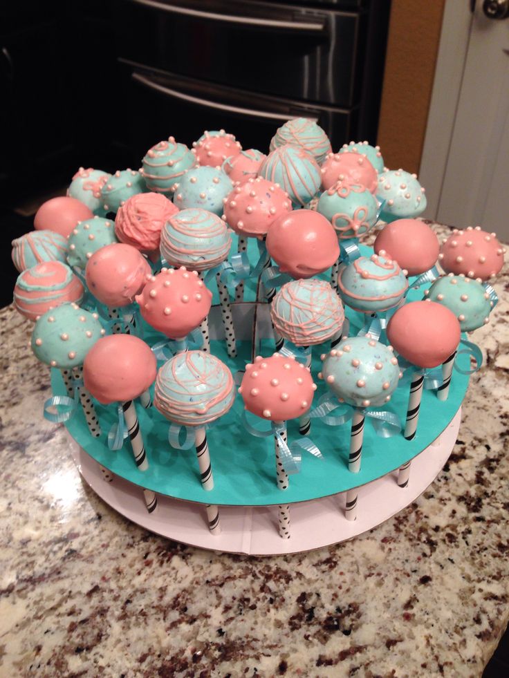 Coral and Mint Green Baby Shower Cake