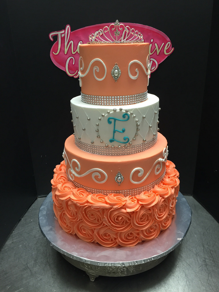 Coral and Teal Sweet 16 Cake