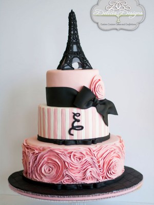 Eiffel Tower Paris Theme Birthday Cake