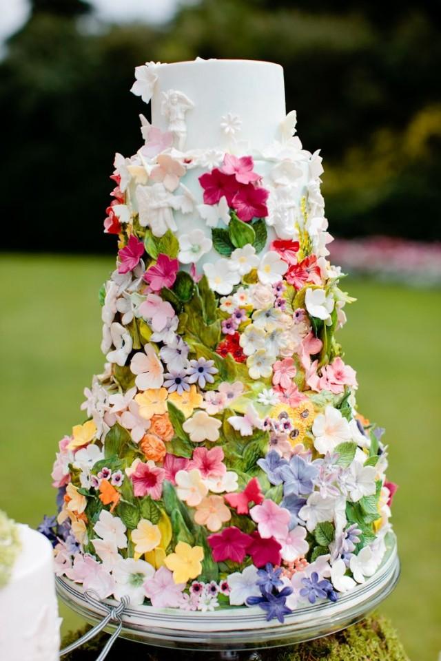 Garden Floral Wedding Cake