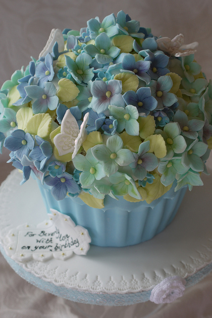 Giant Blue Hydrangea Cupcake