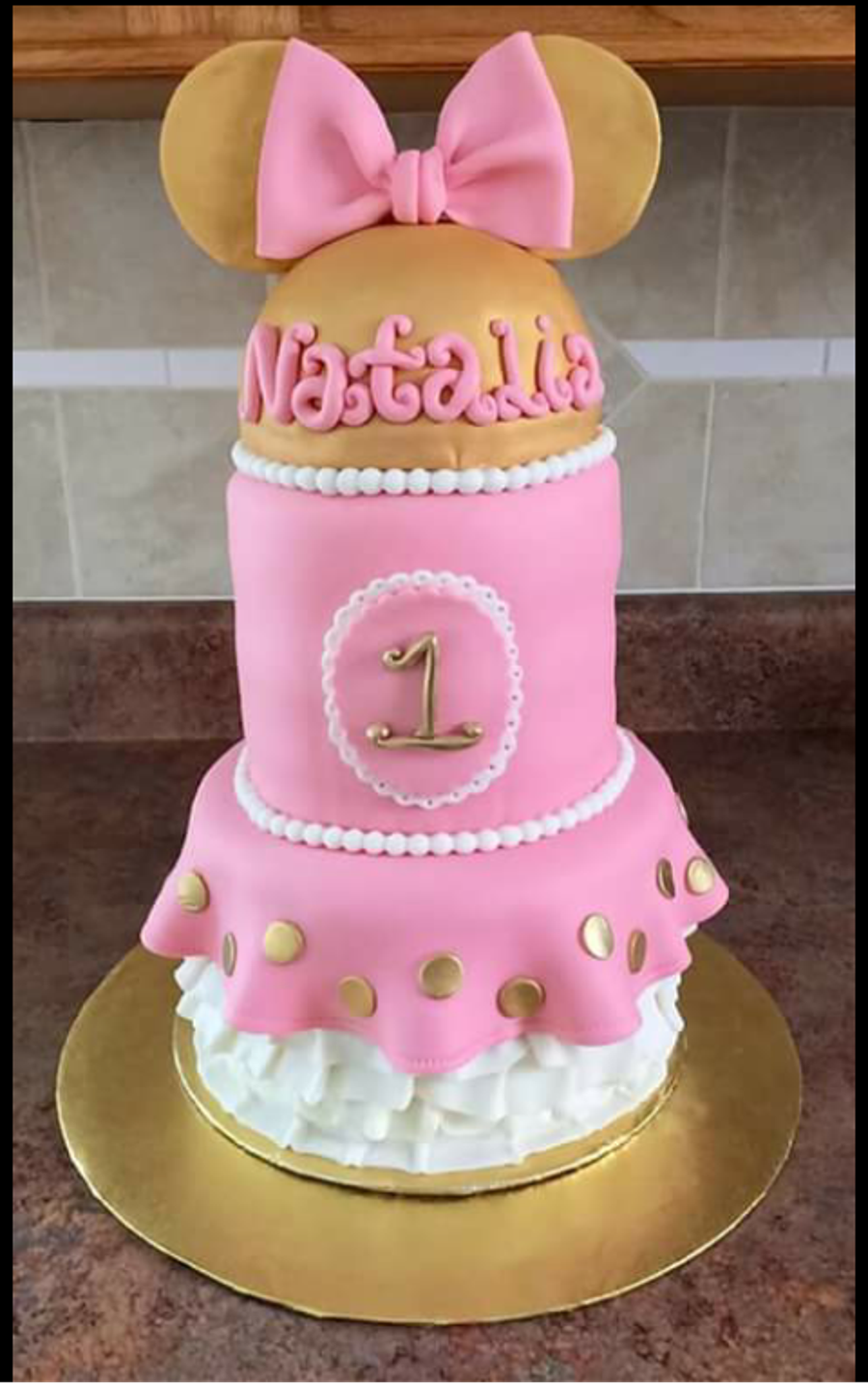 Gold and Pink Minnie Mouse Cake
