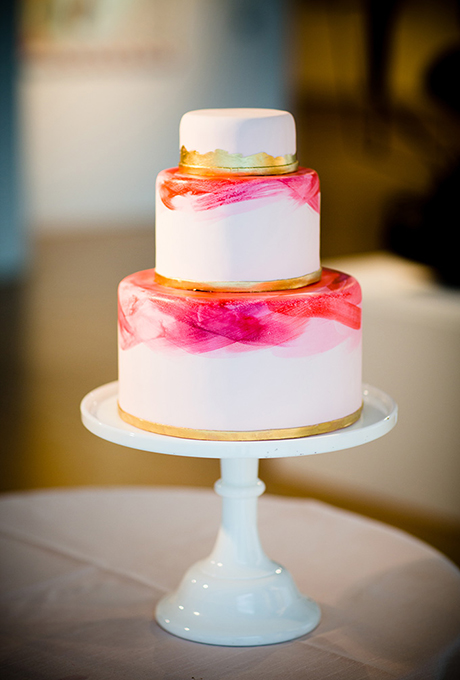 Gold Watercolor Wedding Cake