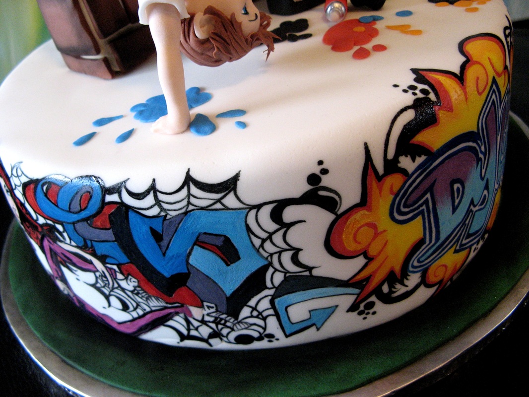 Graffiti Happy Birthday Cake