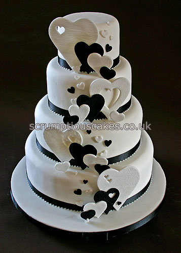 Heart Black and White Wedding Cakes Heart Black and White Wedding Cakes