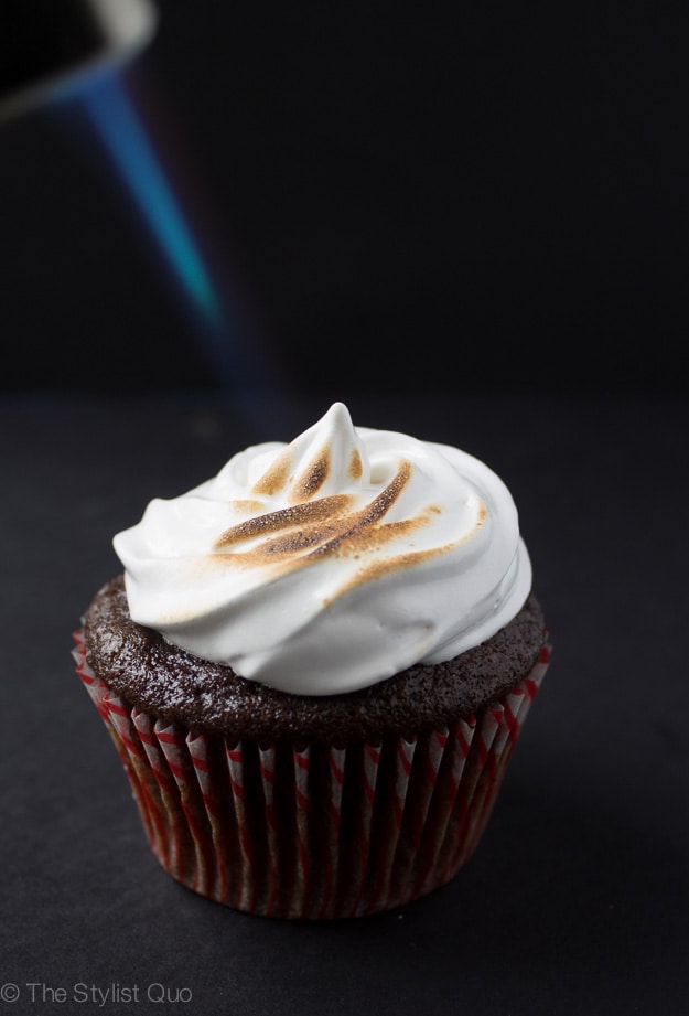 Hot Chocolate Cupcakes with Marshmallow Frosting
