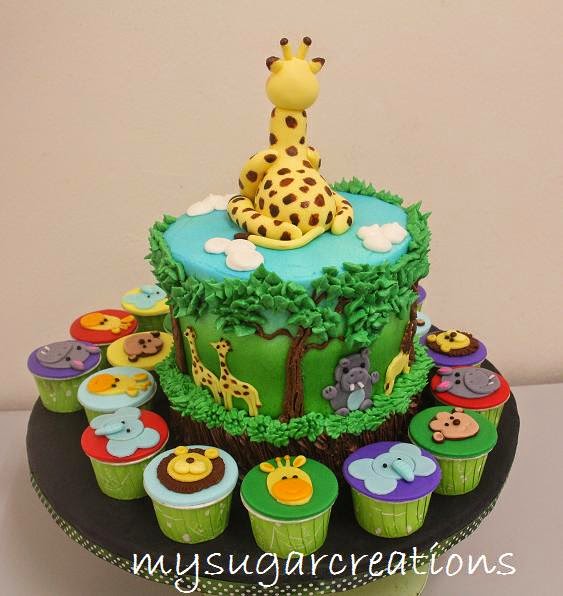 12 Jungle Cupcakes 1st Birthday Cakes Photo Jungle Theme Cupcake