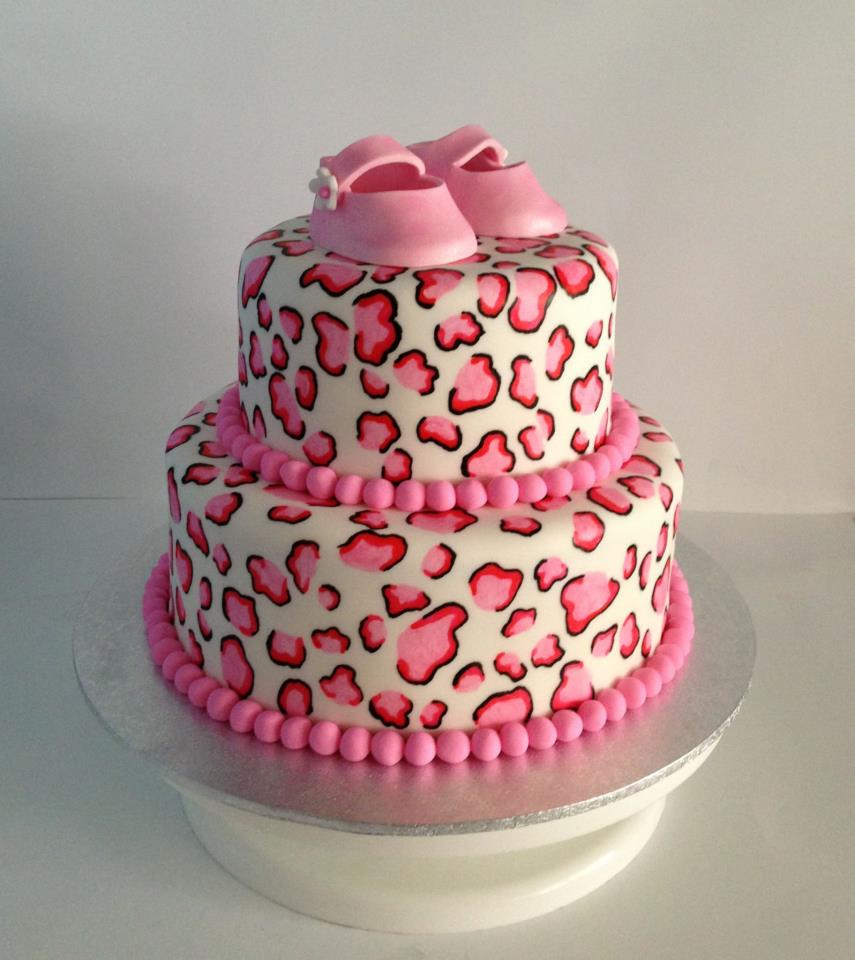 Leopard Print Baby Shower Cake