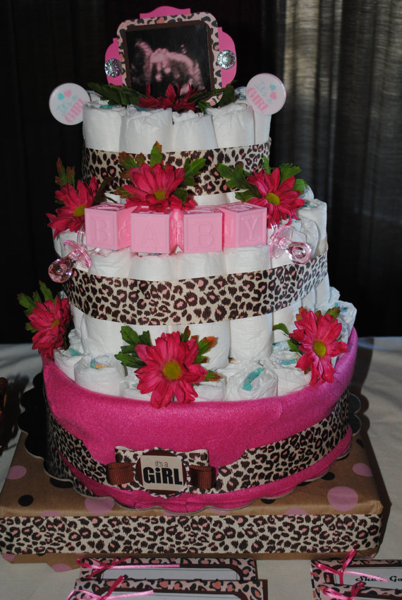 Leopard Print Diaper Cake