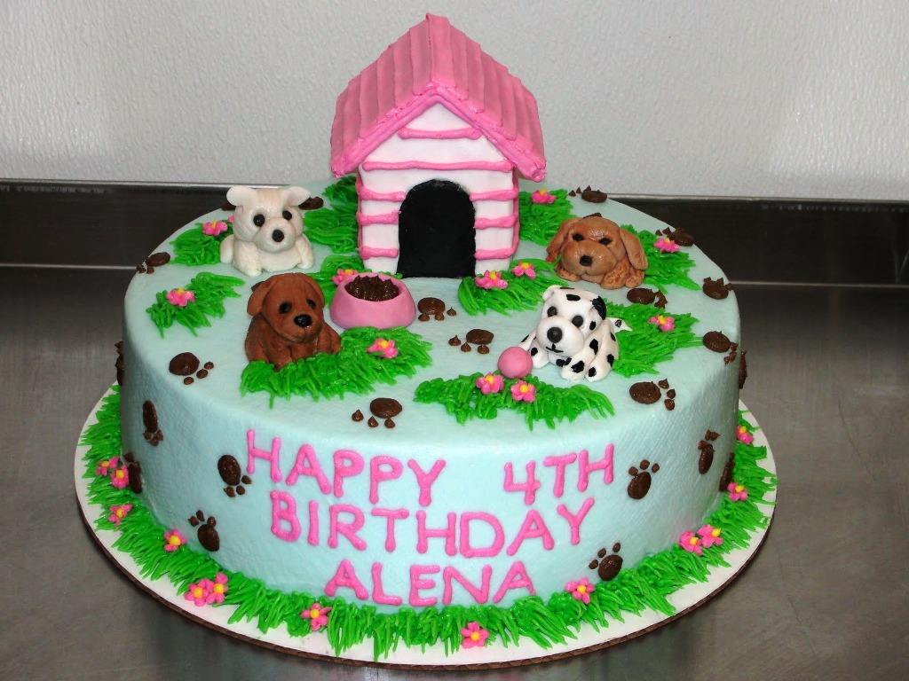 Little Girl Puppy Birthday Cake