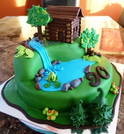Log Cabin Birthday Cake