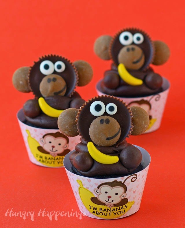 Monkey Valentine Cupcakes