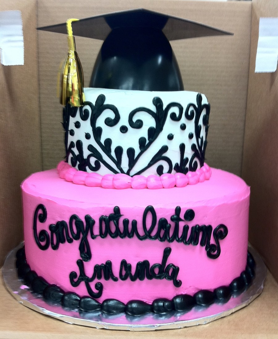 Pink and Black Graduation Cake Pink and Black Graduation Cake