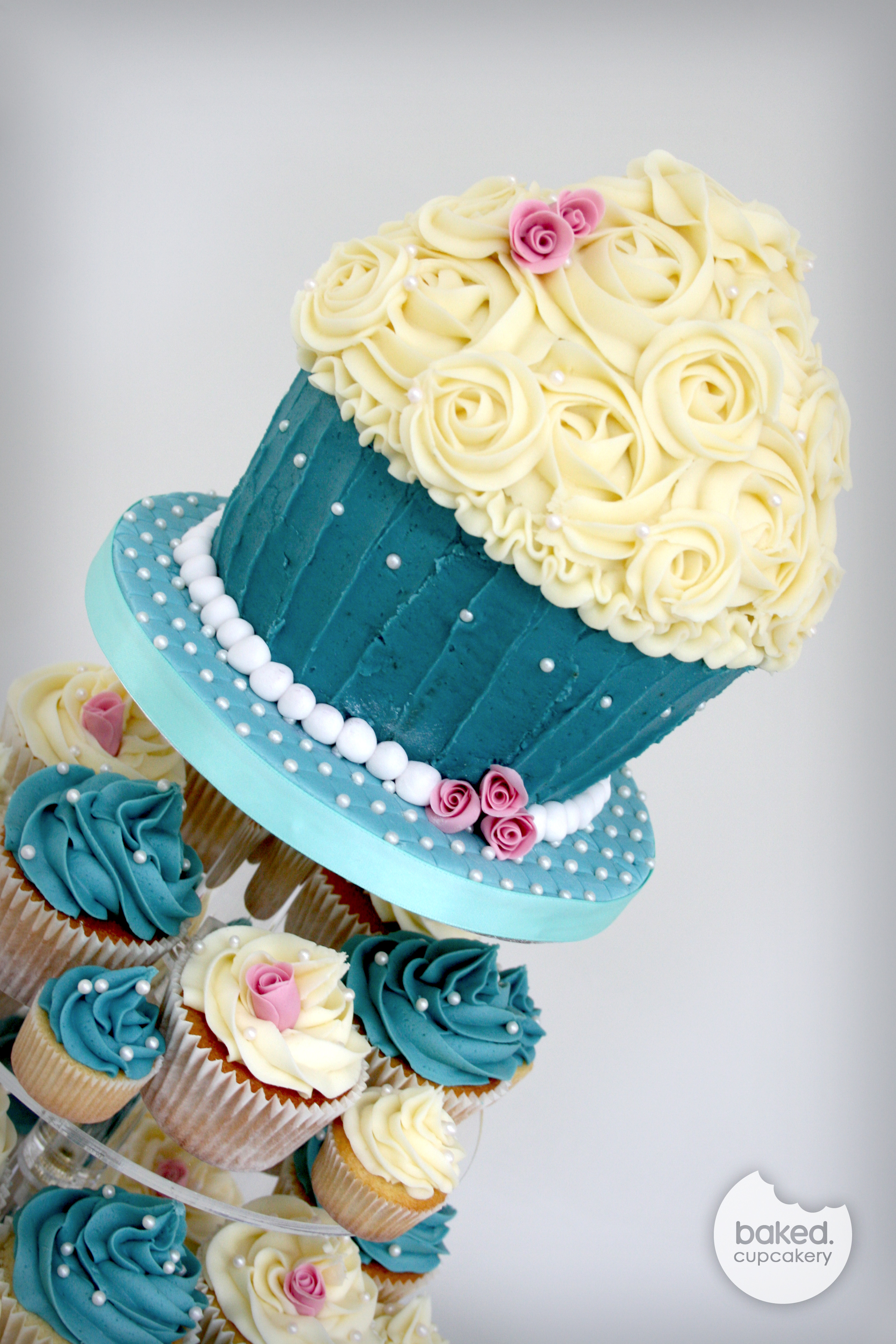 Pink and Blue Cupcake Wedding Cakes