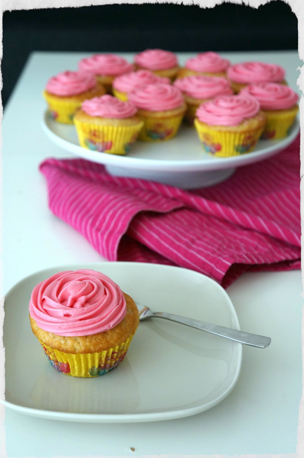 Pink Cupcake with Vanilla Frosting Pink Cupcake with Vanilla Frosting