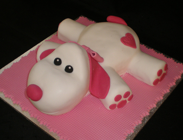 Pink Puppy Birthday Cake