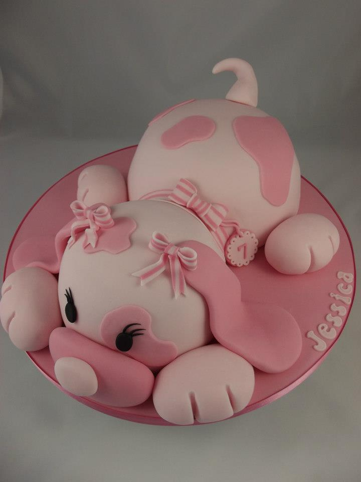 Pink Puppy Birthday Cake
