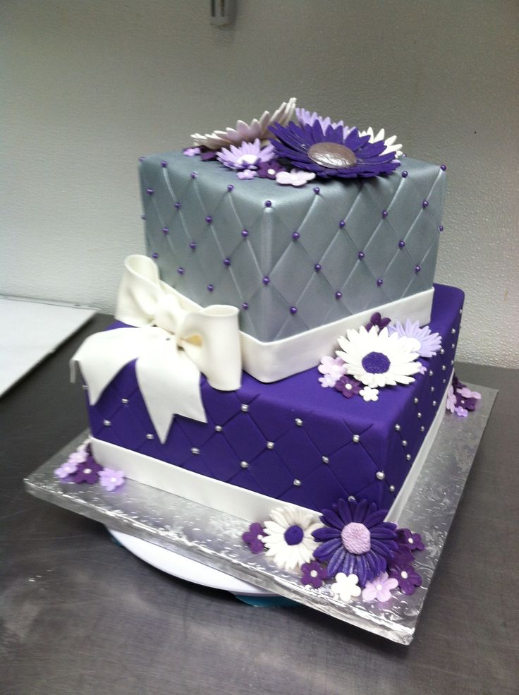 Purple and Silver Birthday Cake