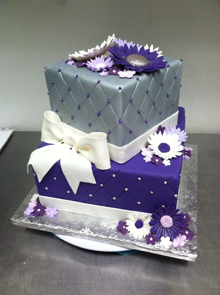 Purple and Silver Birthday Cake