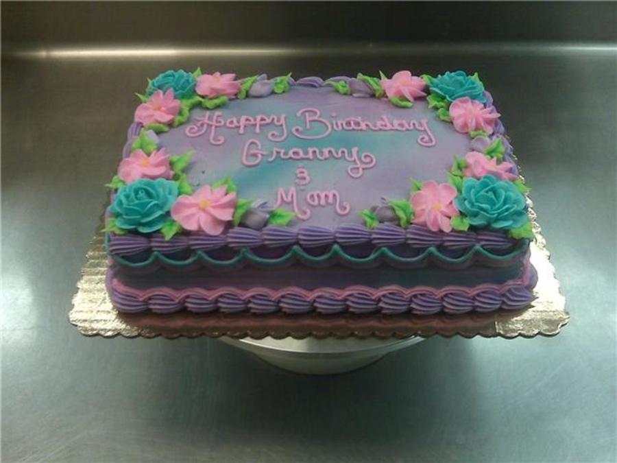 Purple Flower Sheet Cake