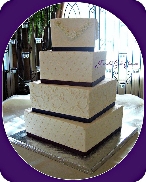 Purple Square Wedding Cake